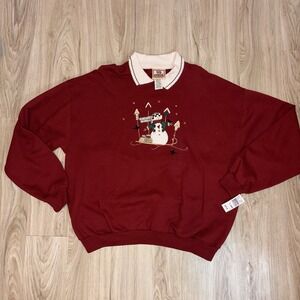 Vintage Top Stitch by Morning Sun Snowman Sweatshirt - Red, Size XL